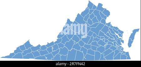 Virginia map by counties Stock Vector