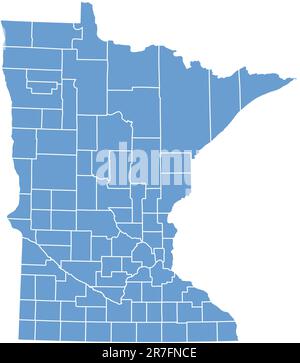 Minnesota map by counties Stock Vector