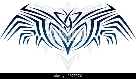 Abstract ornament in the form of wings in the style of tattoos Stock Vector