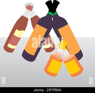 Bottles with alcohol. Strong alcoholic drinks Stock Vector