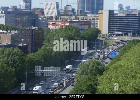 Amsterdam, Netherlands. 15th June, 2023. A general view shows A10 highway, one of the major access roads with high traffic on June 15, 2023 in Amsterdam, Netherlands. Motor tax rules should encourage cleaner, greener transport, pollute less, pay less. An expert report commissioned by the Dutch government recommends fixing the rules, members of Dutch Parliament will have the chance to debate it next June 28th in The Hague. (Photo by Paulo Amorim/Sipa USA) Credit: Sipa USA/Alamy Live News Stock Photo