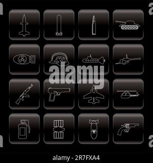 Line weapon, arms and war icons - Vector icon set Stock Vector Image ...