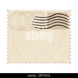Retro colorful postal stamp template with shadow. Blank postage