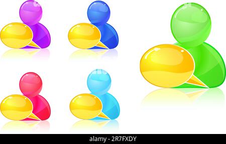 colorful people with dialog box icon set. eps10 Stock Vector
