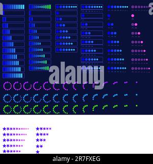 preloader for web site set isolated on dark background Stock Vector