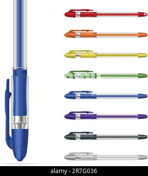 Ballpoint pens on a white background. Vector illustration #1 Stock Vector