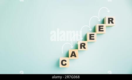 wooden cube block with the word CAREER stands against Stock Photo