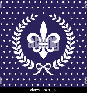 Retro royal vector background with fleur de lis on the blue, repeating design, full scalable vector graphic Stock Vector