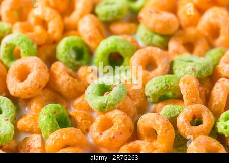 Healthy Apple Cinnamon Breakfast Cereal with Whole Milk Stock Photo