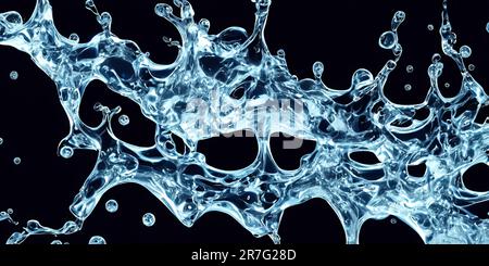 Splashing of Hyaluron gel. Liquid hyaluronic acid gel on macro. Hyaluronic acid cosmetic gel. Bubbles Gel texture on skin black background. Textured b Stock Photo
