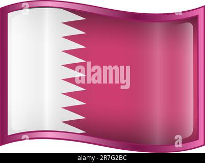 Qatar flag icon, isolated on white background Stock Vector
