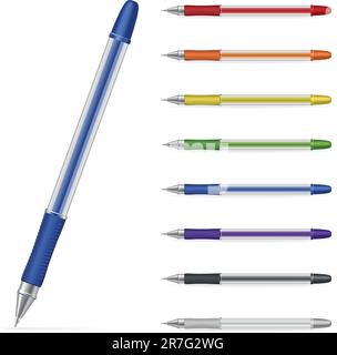 Ballpoint pens on a white background. Vector illustration #3 Stock Vector