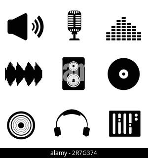 Audio, music and sound icon set Stock Vector