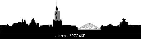 detailed vector skyline of Warsaw Stock Vector