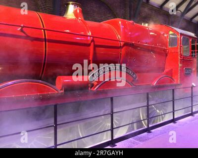 Hogwarts express train, Warner Brothers Studio Tour, The Making of Harry Potter, London. Stock Photo