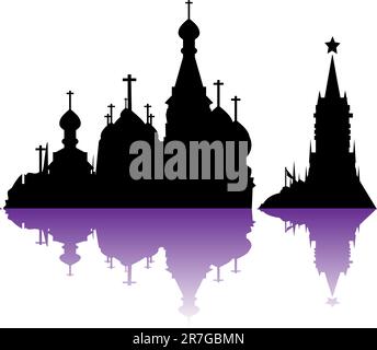Vector Russia Moscow City Skyline, Silhouette Stock Vector
