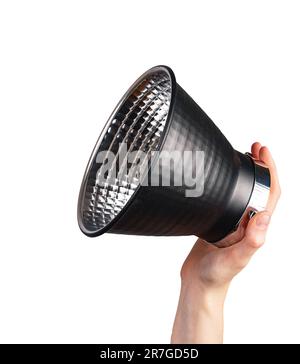 Strobe reflector, studio equipment isolated on white background. Stock Photo