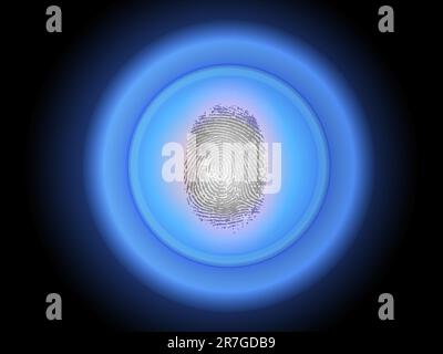 Security Scan - Fingerprint pressing on a biometric scanning device Stock Vector