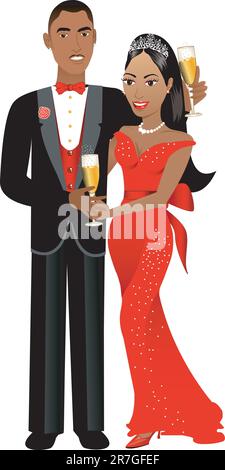 Vector Illustration. A beautiful Valentine Couple 1. Stock Vector