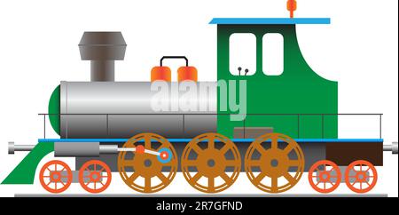 Stylized steam locomotive - vector illustration eps8 Stock Vector