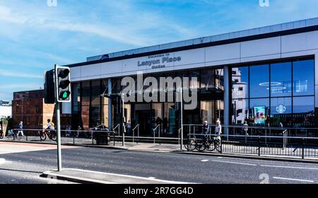 Belfast Lanyon Place railway station serving the city of Belfast in Northern Ireland. Located on Bridge Street in the Laganside area of central Belfas Stock Photo