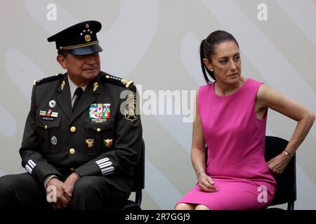 Mexico City, Mexico. 15th June, 2023. Government of Mexico City, Claudia Sheinbaum Pardo, and the Secretary of National Defense, Luis Crescencio Sandoval, at the flag-waving ceremony for the JCC San Salvador, at the National Palace in Mexico City. on June 15, 2023 in Mexico City, Mexico (Photo by Luis Barron/Eyepix Group). Credit: Eyepix Group/Alamy Live News Stock Photo