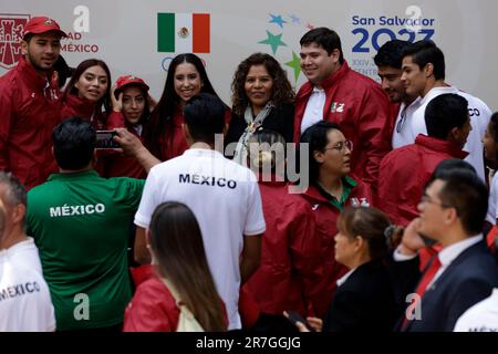 Mexico City, Mexico. 15th June, 2023. June 15, 2023, Mexico City, Mexico: The president of the Mexican Olympic Committee, Maria Jose Alcala, at the flag-waving ceremony for the JCC San Salvador, at the National Palace in Mexico City. on June 15, 2023 in Mexico City, Mexico (Photo by Luis Barron/Eyepix Group). Credit: Eyepix Group/Alamy Live News Stock Photo