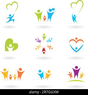 Vector collection of children, family and healthcare icons. Stock Vector