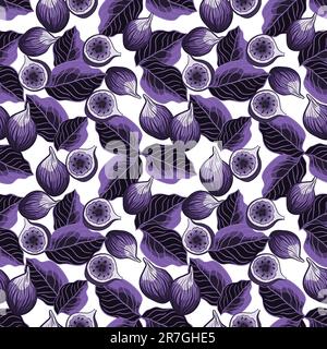 Seamless botanical pattern with figs and leaves vector illustration Stock Vector