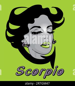 Woman Face Beauty Scorpio Horoscope Zodiac Seria Stock Vector Image 