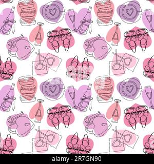 Seamless holiday pattern with valentines and hearts vector illustration Stock Vector