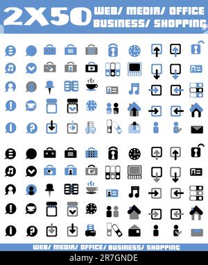 100 blue vector environmental icons and design-elements Stock Vector