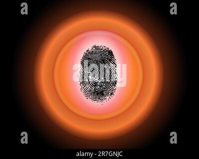 Security Scan - Fingerprint pressing on a biometric scanning device Stock Vector
