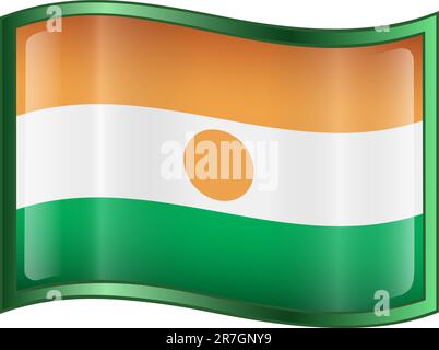 Nigerian Flag icon, isolated on white background Stock Vector
