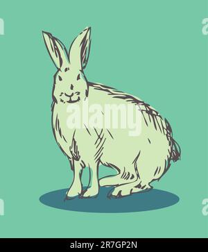 Rabbit vector fake retro tattoo style Stock Vector