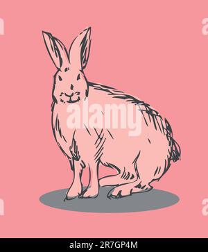 Rabbit vector fake retro tattoo style Stock Vector