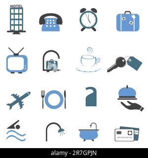 Hotel related symbols or buttons icon set Stock Vector