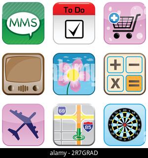 Set Of Icons For Mobile Phones And Web Apps Stock Vector