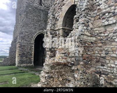 Reculver Towers and Roman Fort ruins on the North Kent coast, between Birchington and Herne Bay, UK. Stock Photo