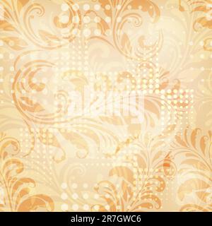 vector seamless spring floral pattern with dots, eps10, gradient mesh, clipping mask Stock Vector