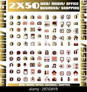 100 orange vector environmental icons and design-elements Stock Vector