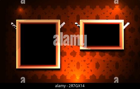 Picture frame gallery with vintage background. In Swatch Panel - seamless sample Stock Vector