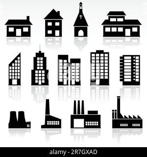 Set of various flat urban buildings icons Stock Vector Image & Art - Alamy