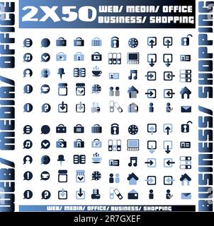 100 blue vector environmental icons and design-elements Stock Vector