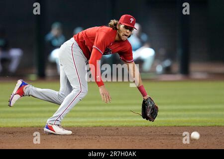 Arizona Diamondbacks' Gabriel Moreno hits against the Milwaukee Brewers  during the fourth inning of a baseball game, Monday, April 10, 2023, in  Phoenix. (AP Photo/Matt York Stock Photo - Alamy