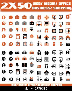 100 orange vector environmental icons and design-elements Stock Vector