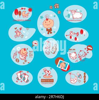 Baby girl elements set Stock Vector