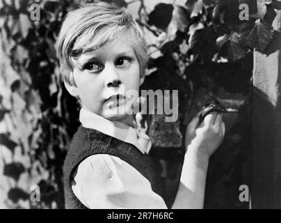 Bobby Henrey, on-set of the British Film, 'The Fallen Idol', British Lion Films, 1948, U.S. Distribution Selznick Releasing Organization, 1954 Stock Photo