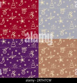 Christmas seamless vector background set of four options Stock Vector