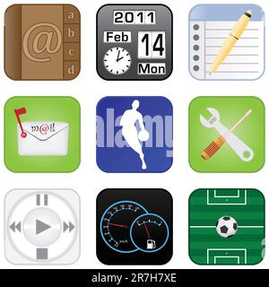 Set Of Icons For Mobile Phones And Web Apps Stock Vector